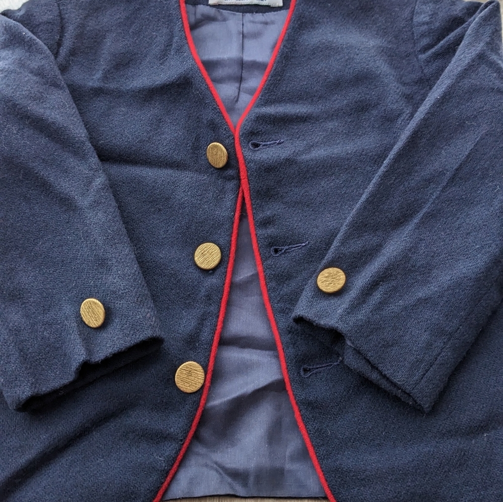 VINTAGE Saks Fifth Avenue Navy and Red Boys Blazer - Picture 4 of 11